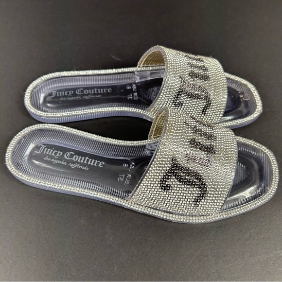 Juicy Couture Glittering Silver Slide Sandals - Picture 7 of 9